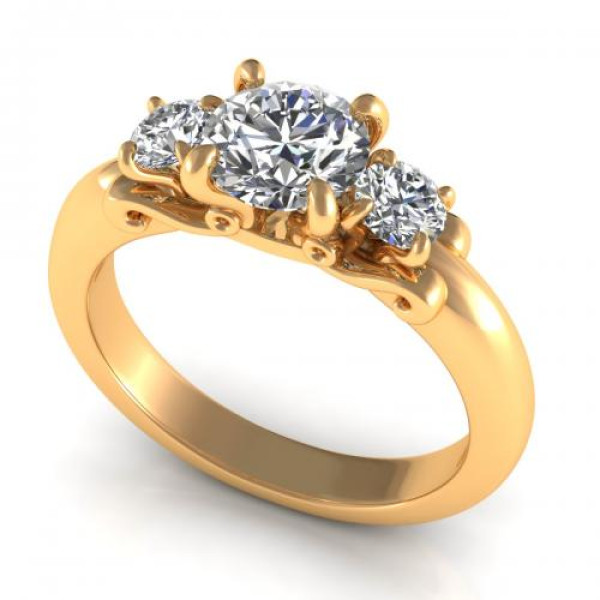 0.75CT round cut diamonds three stone ring