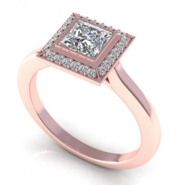 0.49CT princess and round cut diamonds engagement ring