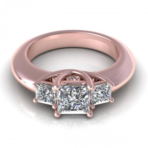 1.15CT princess cut diamonds three stone ring