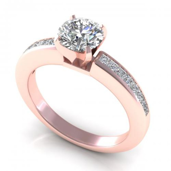 0.67CT round and princess cut diamonds engagement ring