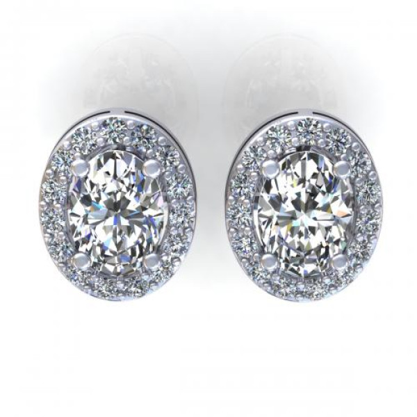 0.45CT oval and round cut diamonds stud earrings