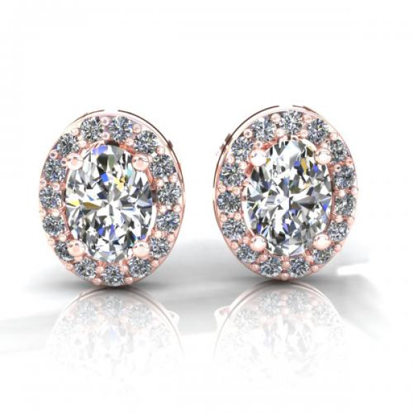 0.45CT oval and round cut diamonds stud earrings