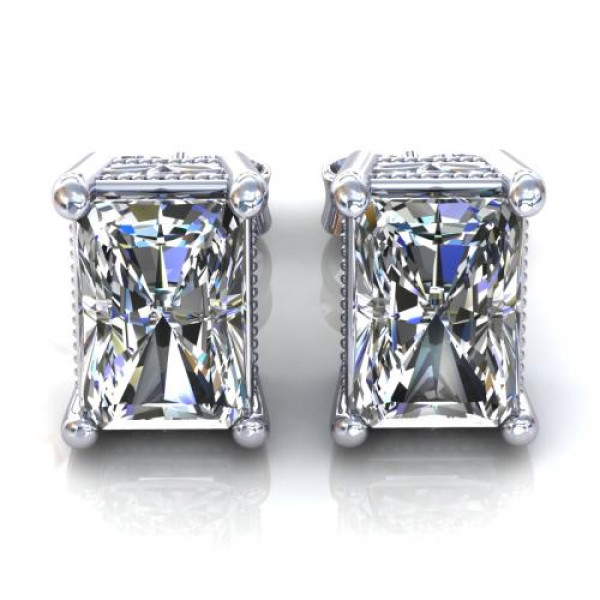 0.25CT radiant cut diamonds stud earrings