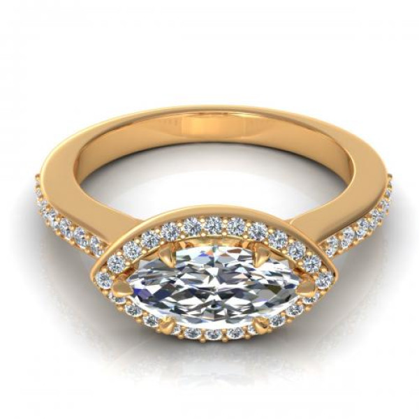 0.65CT marquise and round cut diamonds engagement ring
