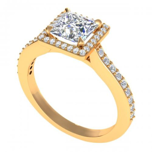 0.75CT princess and round cut diamonds engagement ring