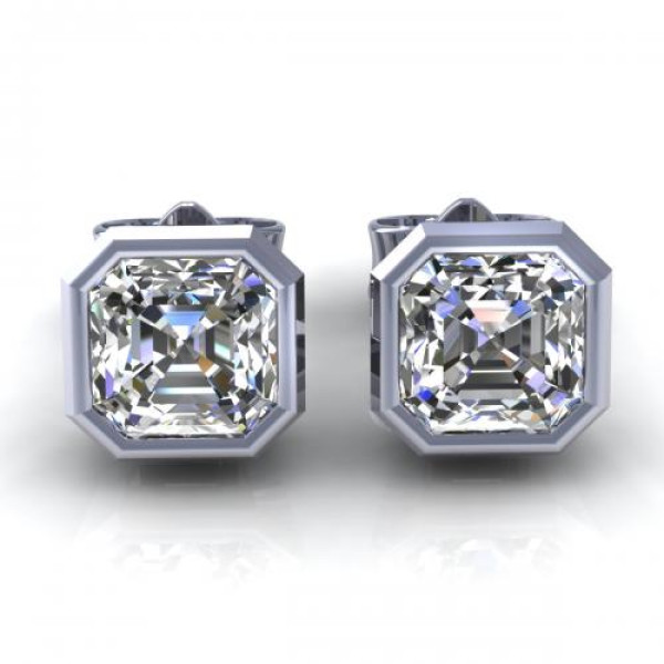 0.25CT ascher cut diamonds stud earrings
