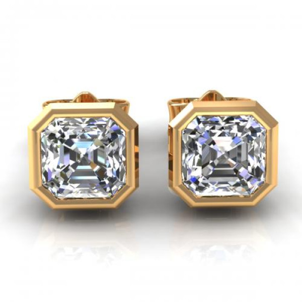 0.25CT ascher cut diamonds stud earrings