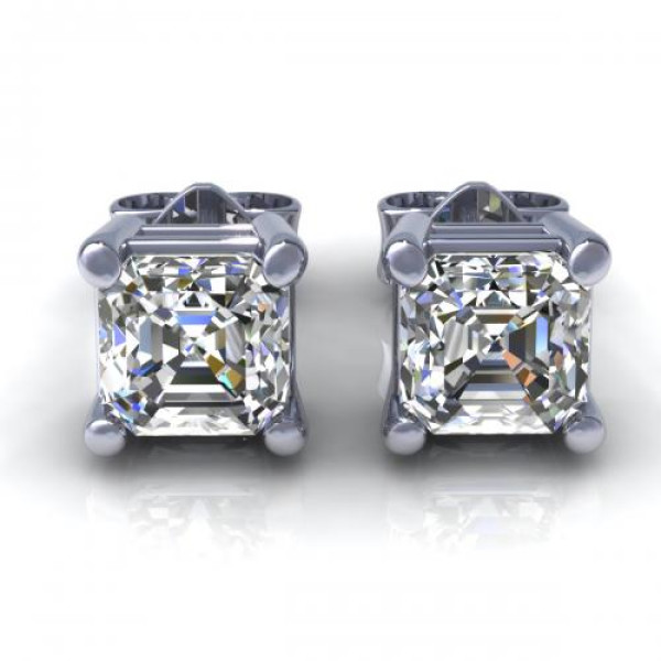 0.25CT ascher cut diamonds stud earrings