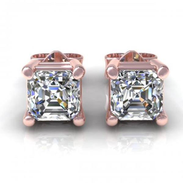 0.25CT ascher cut diamonds stud earrings