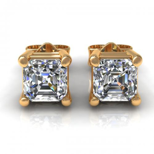 0.25CT ascher cut diamonds stud earrings