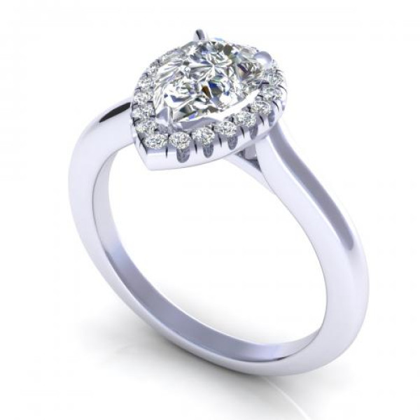 0.55CT pear and round cut diamonds engagement ring