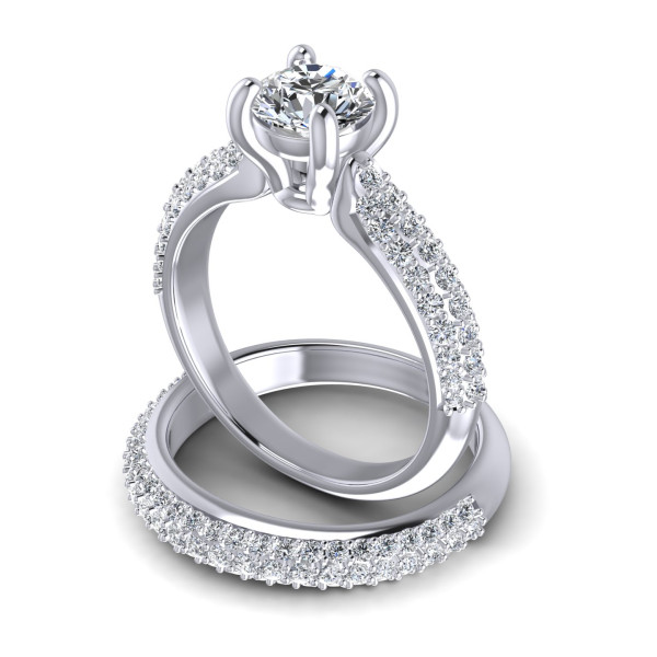 1.50CT Round Cut Diamonds Bridal Set