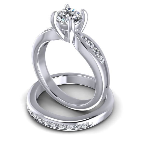 0.90CT Round Cut Diamonds Bridal Set