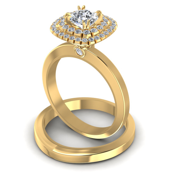 0.69CT Cushion And Round Cut Diamonds Bridal Set