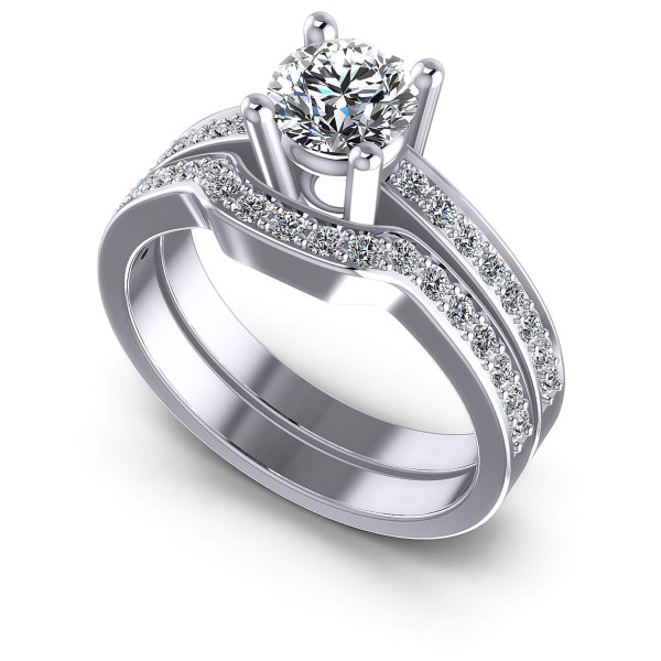 0.85CT Round Cut Diamonds Bridal Set
