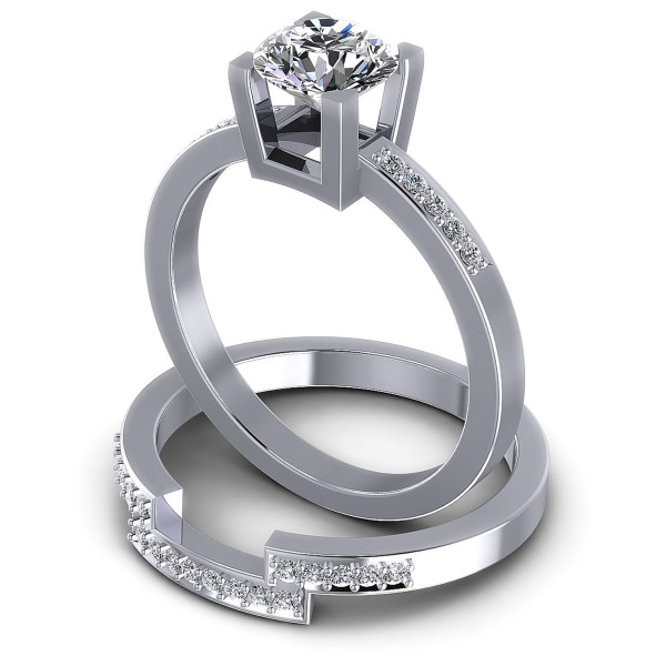 0.60CT Round Cut Diamonds Bridal Set