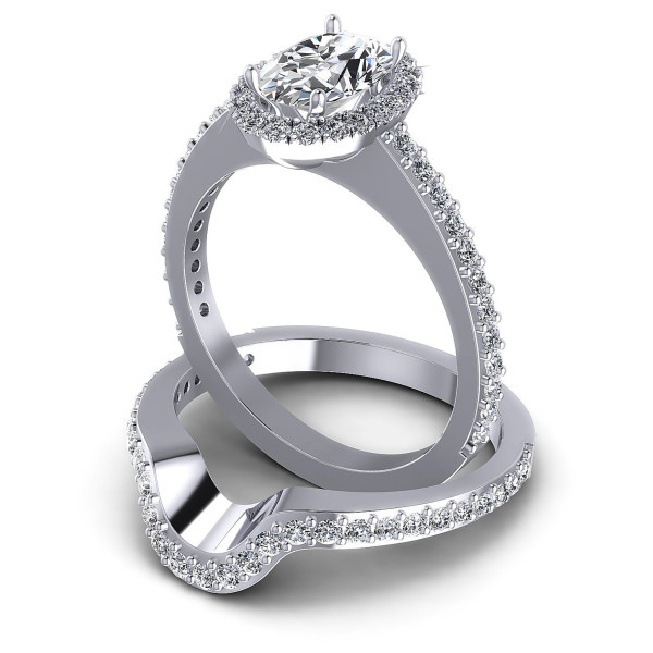1.10CT Oval And Round Cut Diamonds Bridal Set