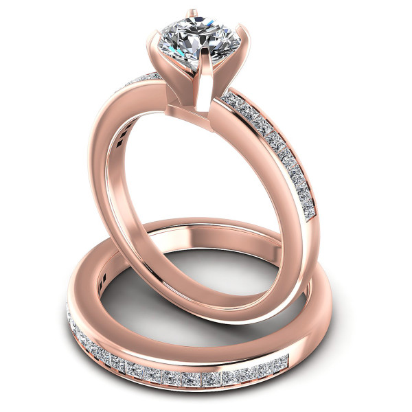 1.20CT Round And Princess Cut Diamonds Bridal Set