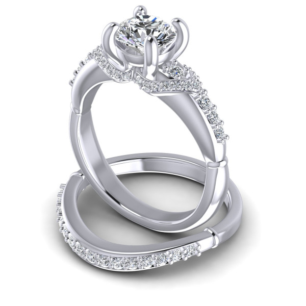 0.85CT Round Cut Diamonds Bridal Set