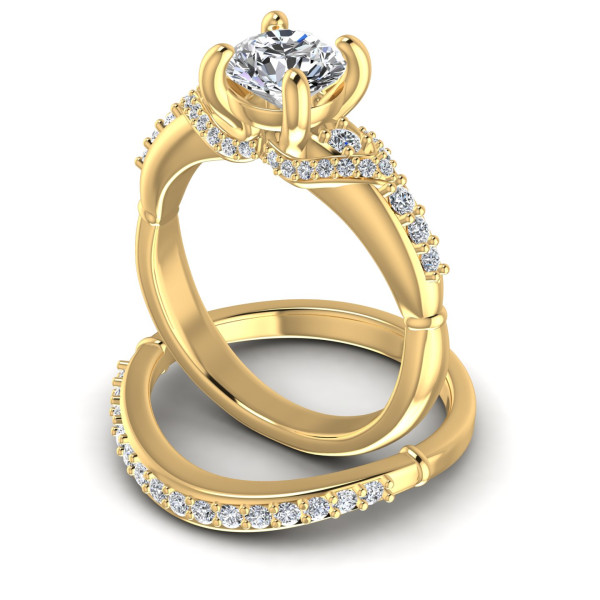 0.85CT Round Cut Diamonds Bridal Set