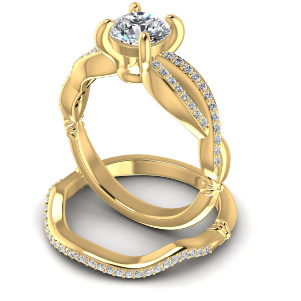 0.70CT Round Cut Diamonds Bridal Set