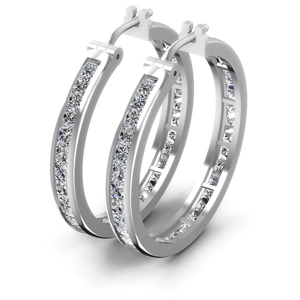 7.10CT Princess Cut Diamonds Hoop Earrings