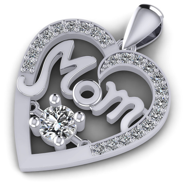 0.55CT Round Cut Diamonds Heart Pendant