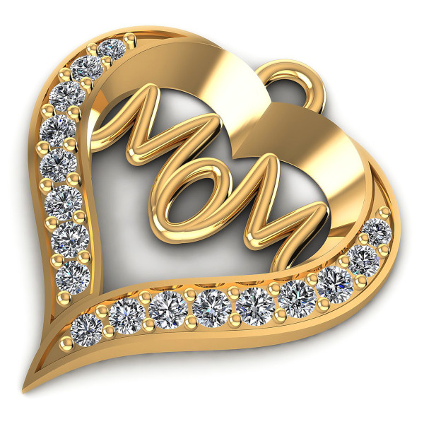 0.50CT Round Cut Diamonds Heart Pendant