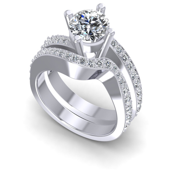 1.05CT Round Cut Diamonds Bridal Set