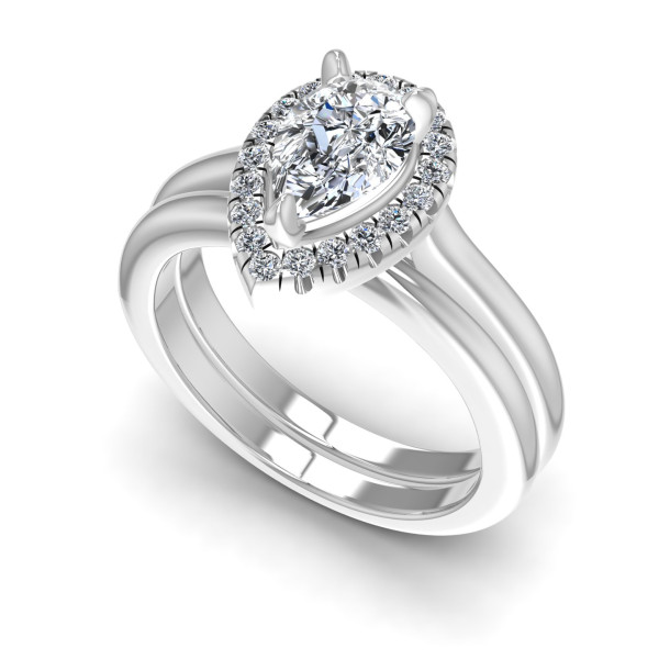 0.55CT Pear And Round Cut Diamonds Bridal Set