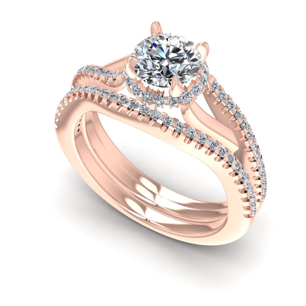 0.75CT Round Cut Diamonds Bridal Set