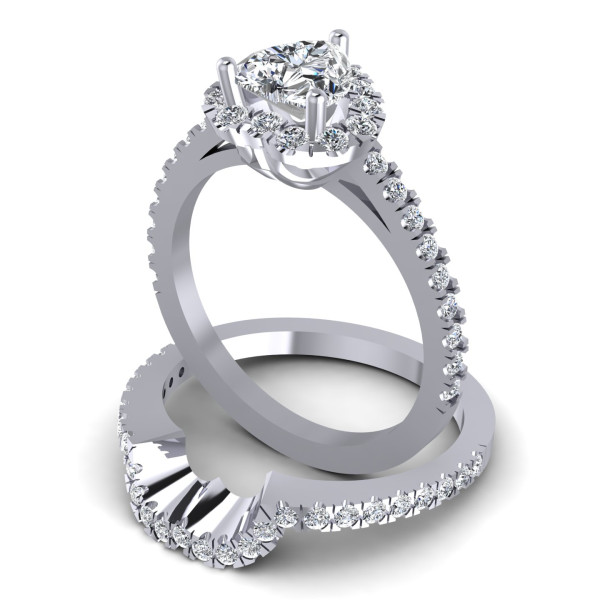 1.10CT Heart And Round Cut Diamonds Bridal Set