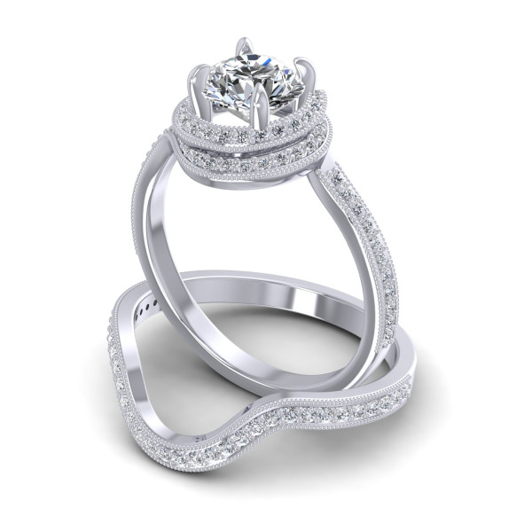 0.80CT Round Cut Diamonds Bridal Set
