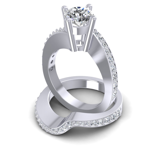 1.05CT Round Cut Diamonds Bridal Set