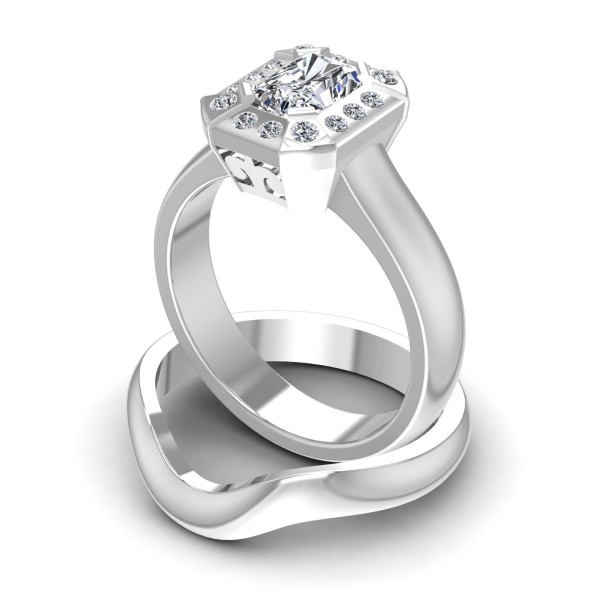 0.51CT Radiant And Round Cut Diamonds Bridal Set