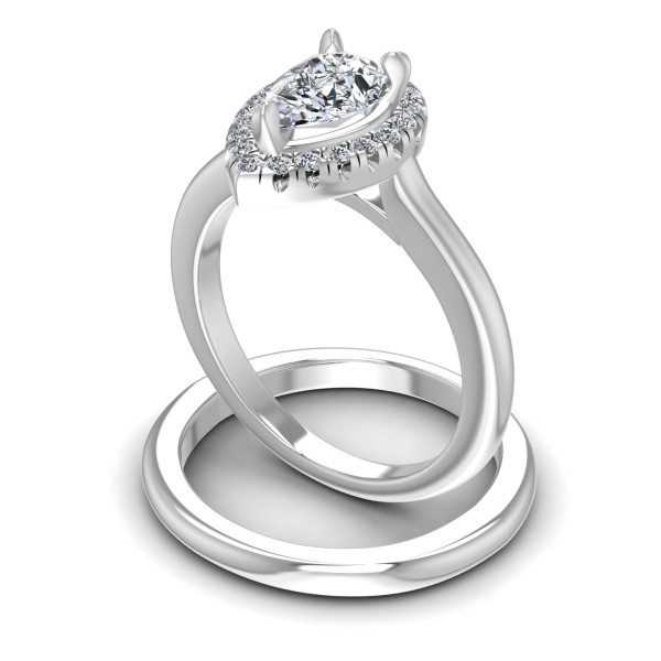 0.55CT Pear And Round Cut Diamonds Bridal Set