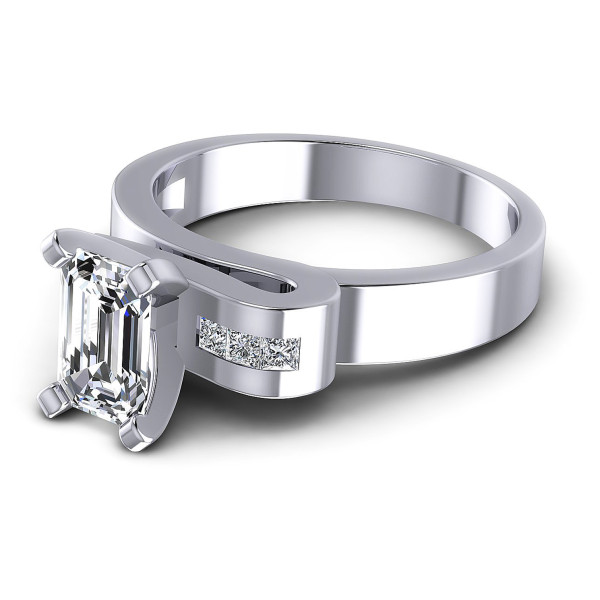 0.45CT Emerald And Princess Cut Diamonds Engagement Rings