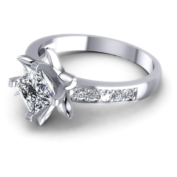 0.60CT Princess And Round Cut Diamonds Engagement Rings