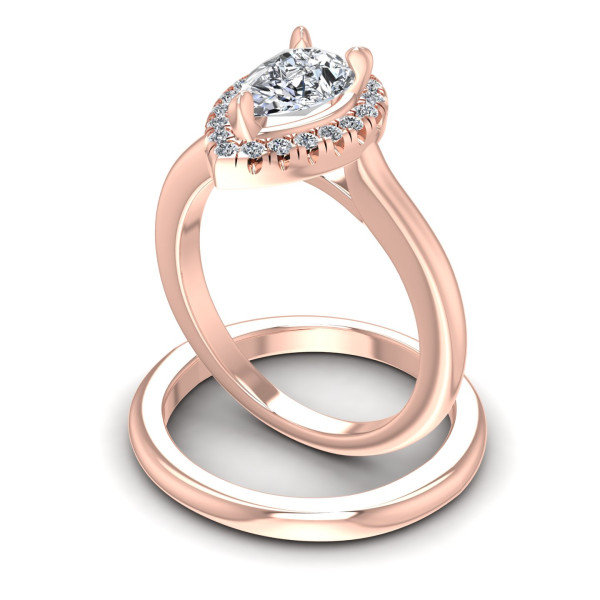 0.55CT Pear And Round Cut Diamonds Bridal Set