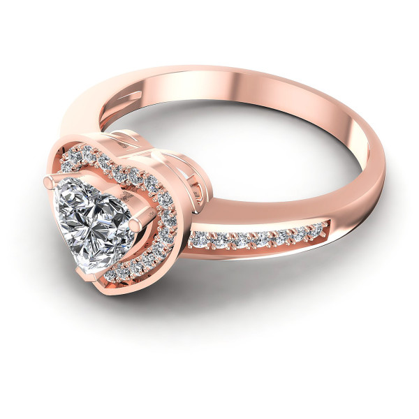0.65CT Heart And Round Cut Diamonds Halo Ring