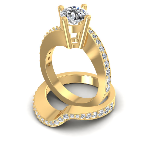 1.05CT Round Cut Diamonds Bridal Set