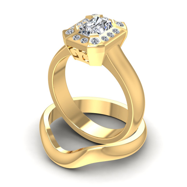 0.51CT Radiant And Round Cut Diamonds Bridal Set