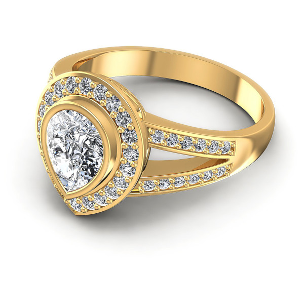 0.80CT Pear And Round Cut Diamonds Halo Ring