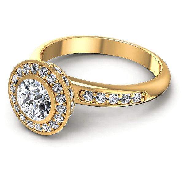 0.95CT Round Cut Diamonds Halo Ring