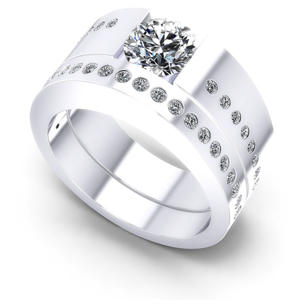 0.80CT Round Cut Diamonds Bridal Set
