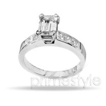 1.15CT Emerald and Princess Cut Diamonds Engagement Ring