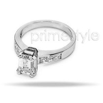 1.15CT Emerald and Princess Cut Diamonds Engagement Ring