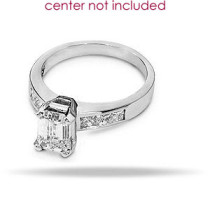 0.80CT Emerald and Princess Cut Diamonds Engagement Ring