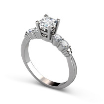 0.90CT Princess and Round Cut Diamonds Engagement Ring