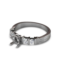 0.70CT Princess and Round Cut Diamonds Engagement Ring